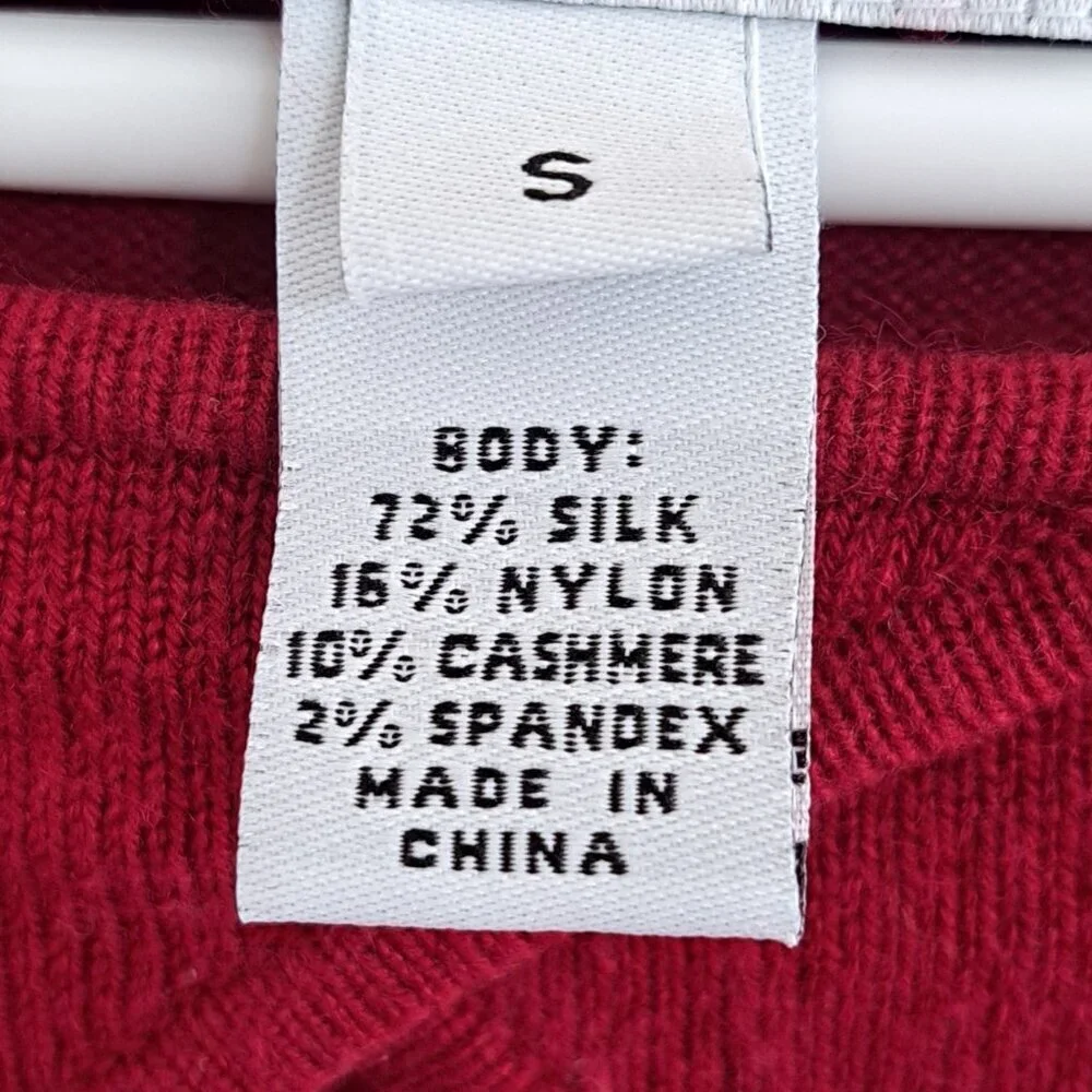 Real Clothes Saks 5th Avenue S Red Long Sleeve Keyhole Cashmere Silk Blend